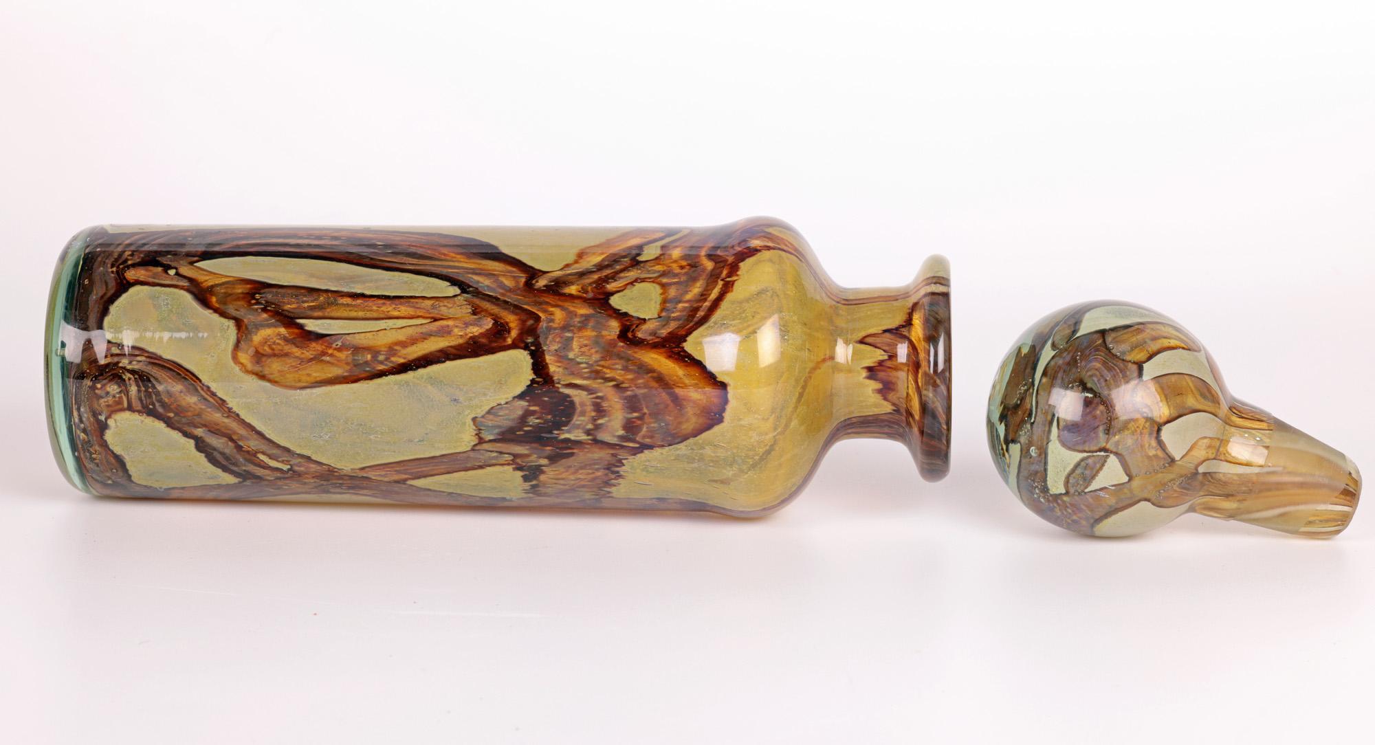 Mdina Maltese Art Glass Brown Swirl Decanter by Michael Harris 3