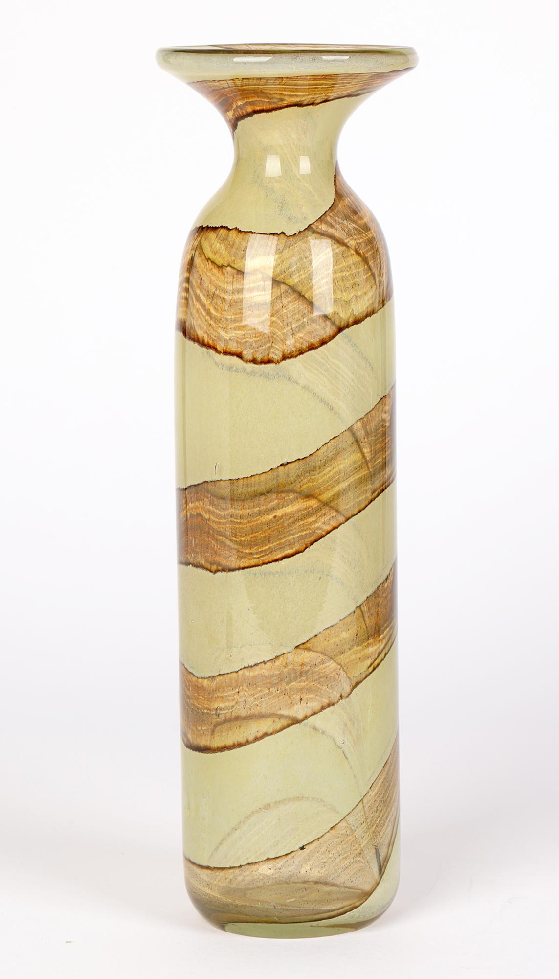 Mdina Maltese Art Glass Brown Swirl Vase by Michael Harris 4
