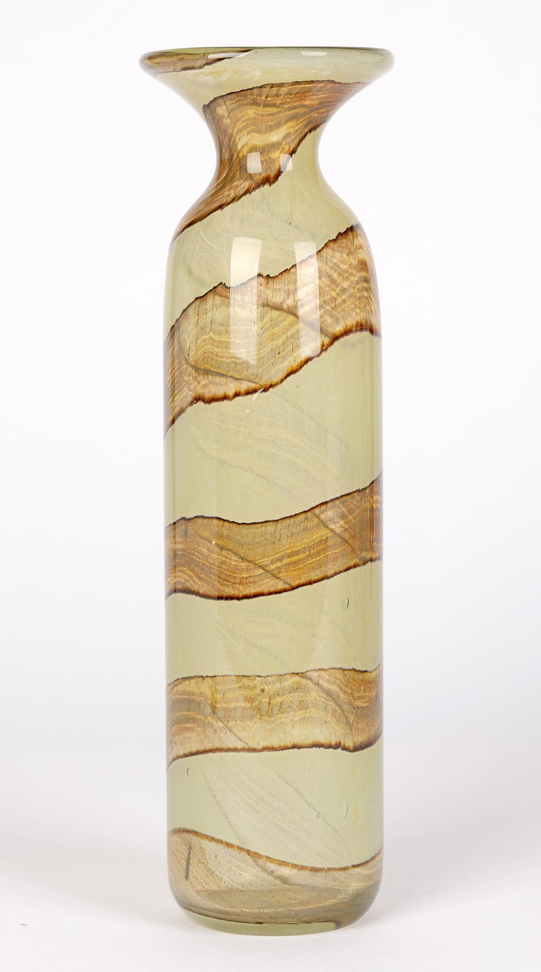 Mdina Maltese Art Glass Brown Swirl Vase by Michael Harris 6