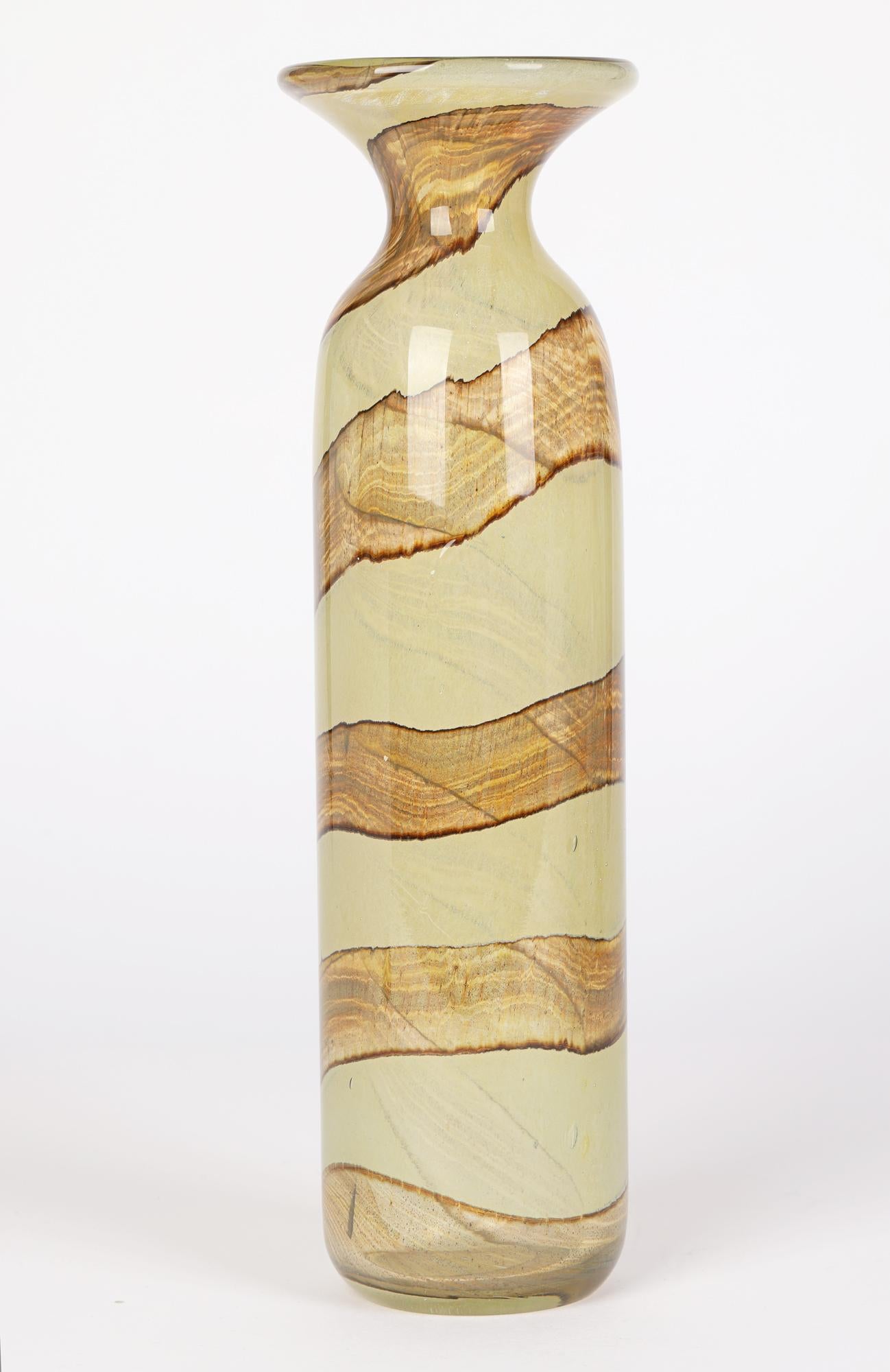 Mdina Maltese Art Glass Brown Swirl Vase by Michael Harris 8