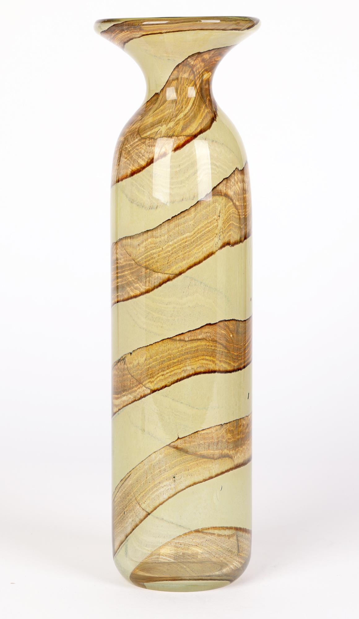 Mdina Maltese Art Glass Brown Swirl Vase by Michael Harris 2