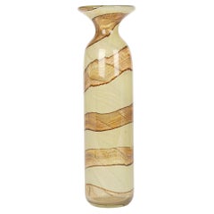 Vase en verre d'art maltais marron à tourbillons Mdina de Michael Harris