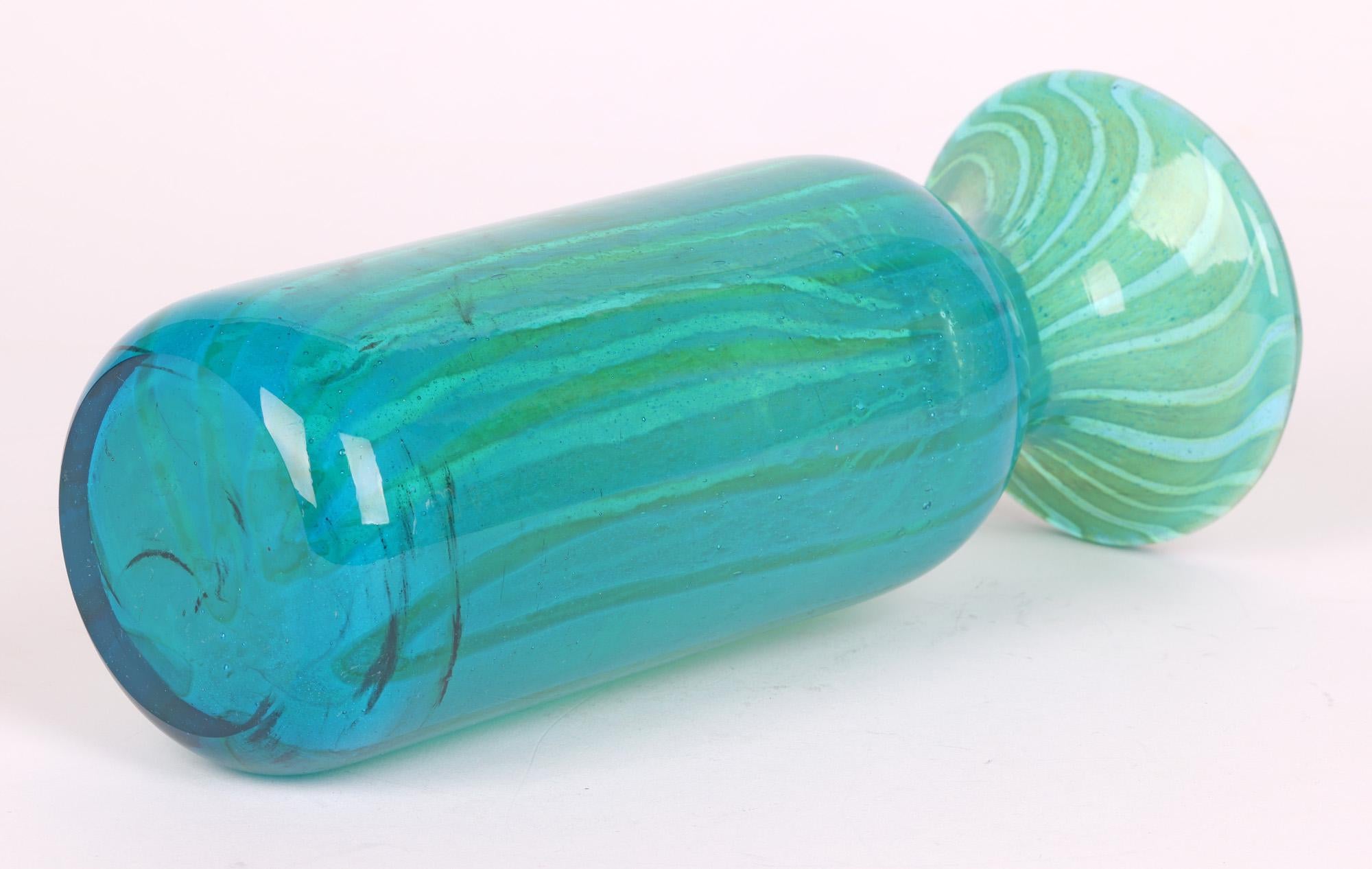 Mdina Maltese Art Glass Sand Streaked Blue Art Glass Vase 4