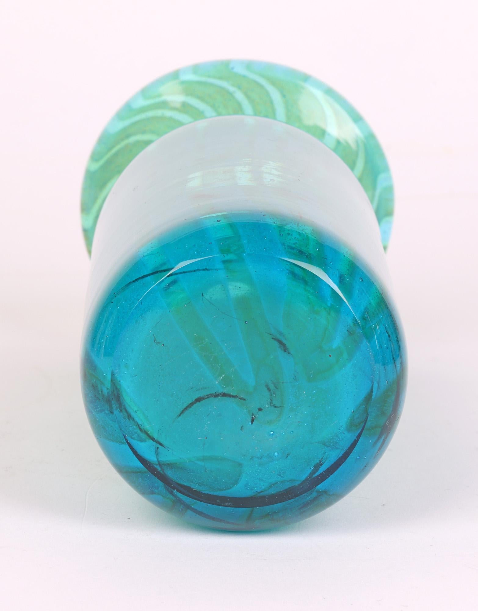 Mdina Maltese Art Glass Sand Streaked Blue Art Glass Vase 5