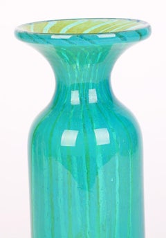 Mdina Maltese Art Glass Sand Streaked Blue Art Glass Vase