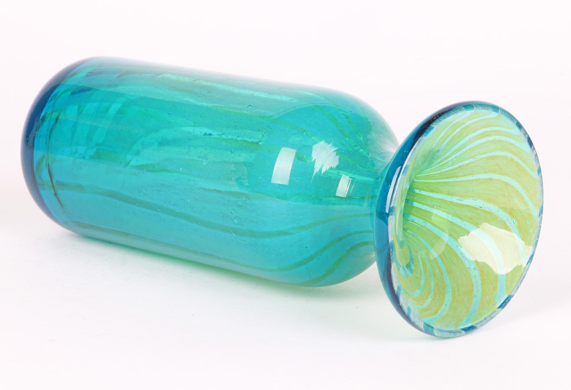 Mdina Maltese Art Glass Sand Streaked Blue Art Glass Vase In Good Condition In Bishop's Stortford, Hertfordshire