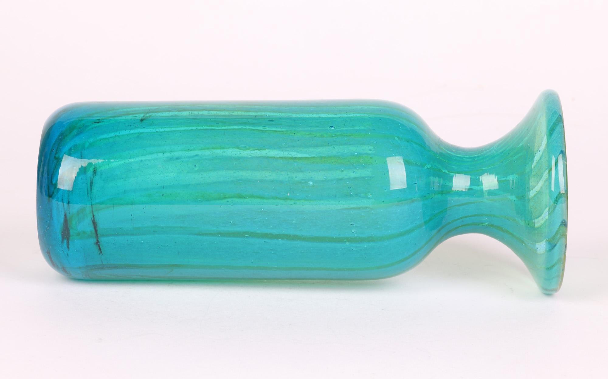 Mdina Maltese Art Glass Sand Streaked Blue Art Glass Vase 2