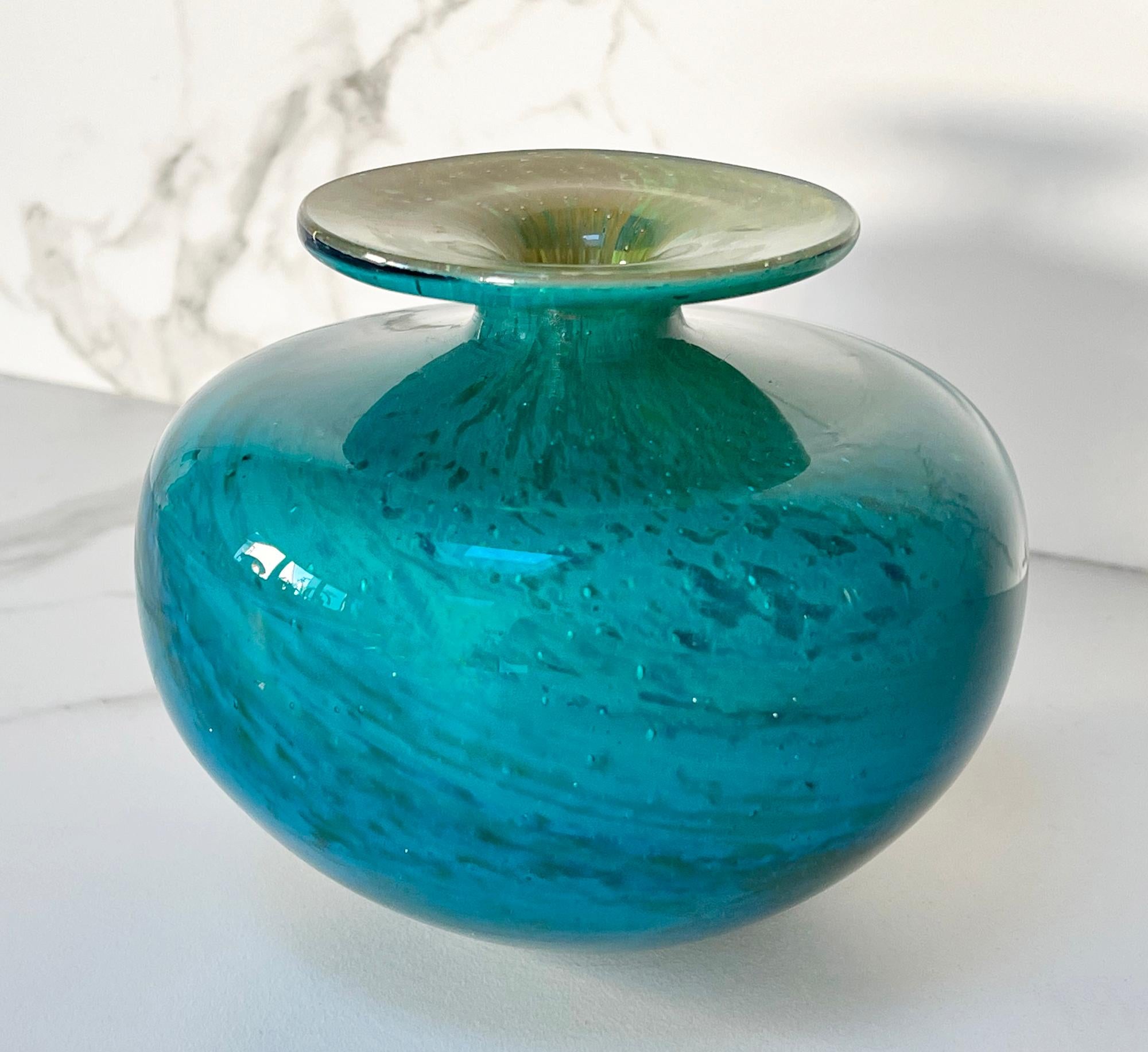 Modern Mdina Maltese Blue Art Glass Vase