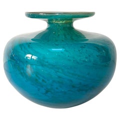 Vintage Mdina Maltese Blue Art Glass Vase
