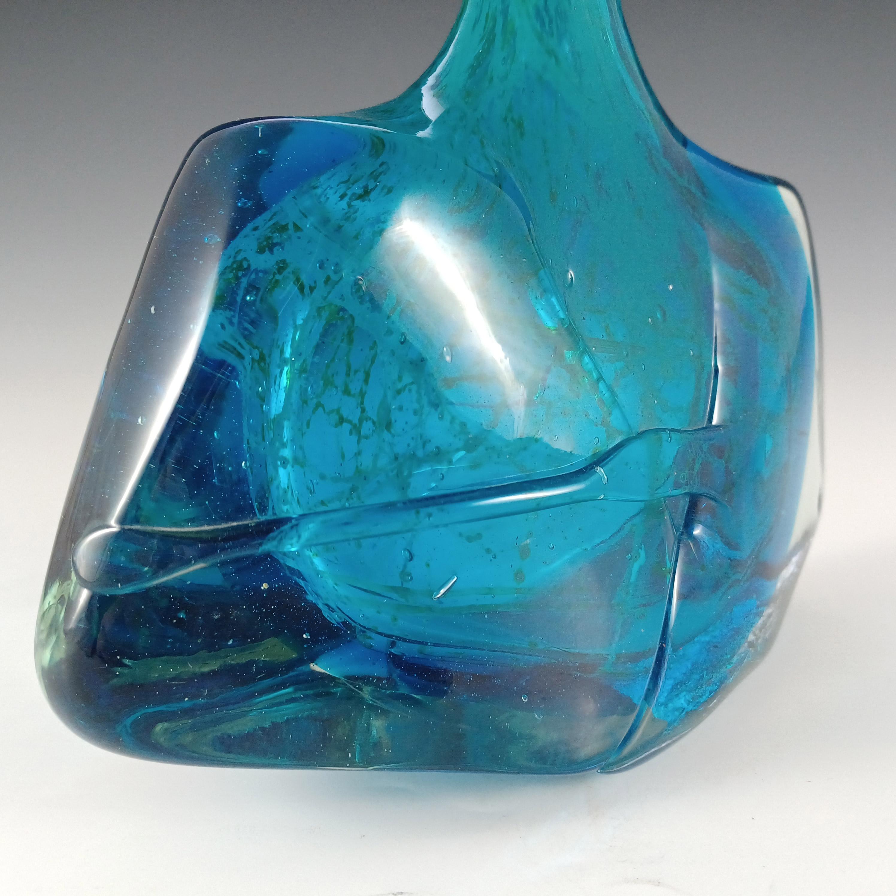 Late 20th Century Mdina Maltese Blue Glass 'Fish' / 'Axe Head' Vase - Signed 1979 For Sale