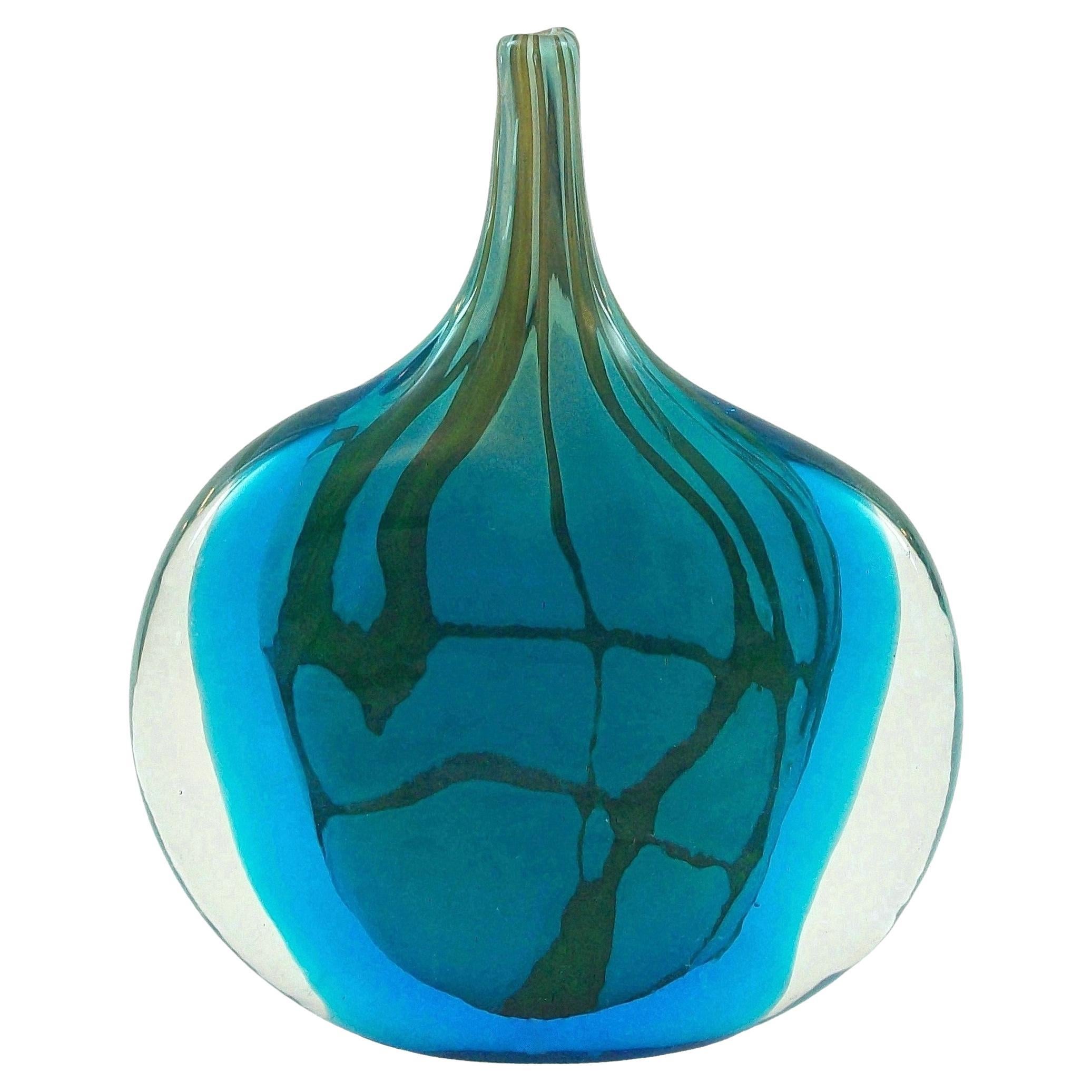 MDINA - MICHAEL HARRIS - Vase en verre représentant des poissons - Non signé - Malte - vers 1970