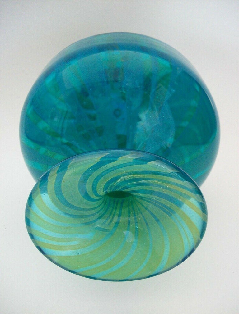 Mdina, 'Ming', Vintage Blue and Green Glass Vase, Malta, Late 20th