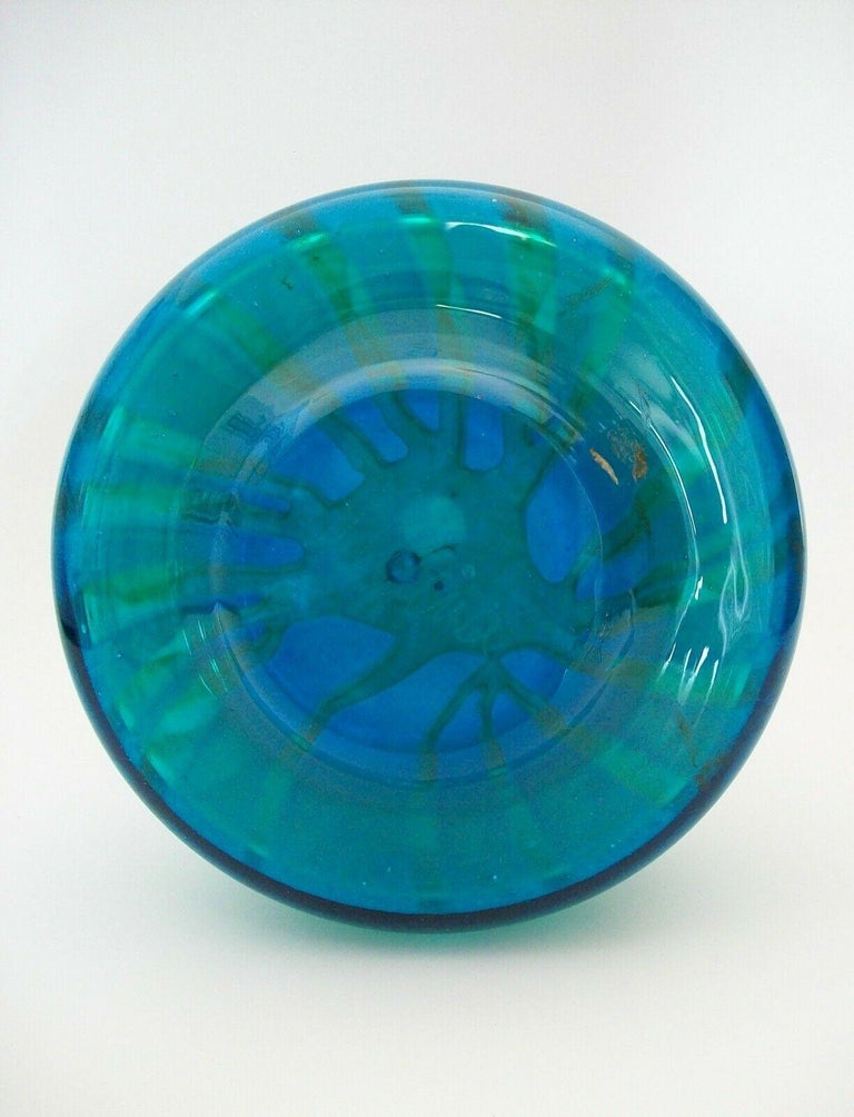 Mdina, 'Ming', Vintage Blue and Green Glass Vase, Malta, Late 20th