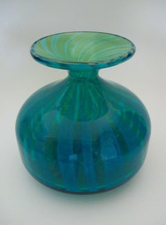 Mdina, 'Ming', Vaso in vetro blu e verde d'epoca, Malta, fine XX secolo