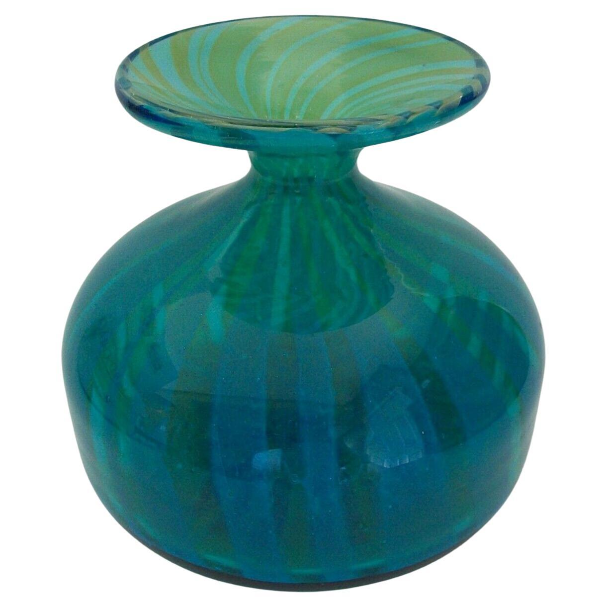 Mdina, 'Ming', Vintage Blue & Green Glass Vase, Malta, Late 20th Century