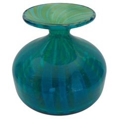 Mdina, vase « Ming » en verre bleu et vert vintage, Malte, fin du XXe siècle