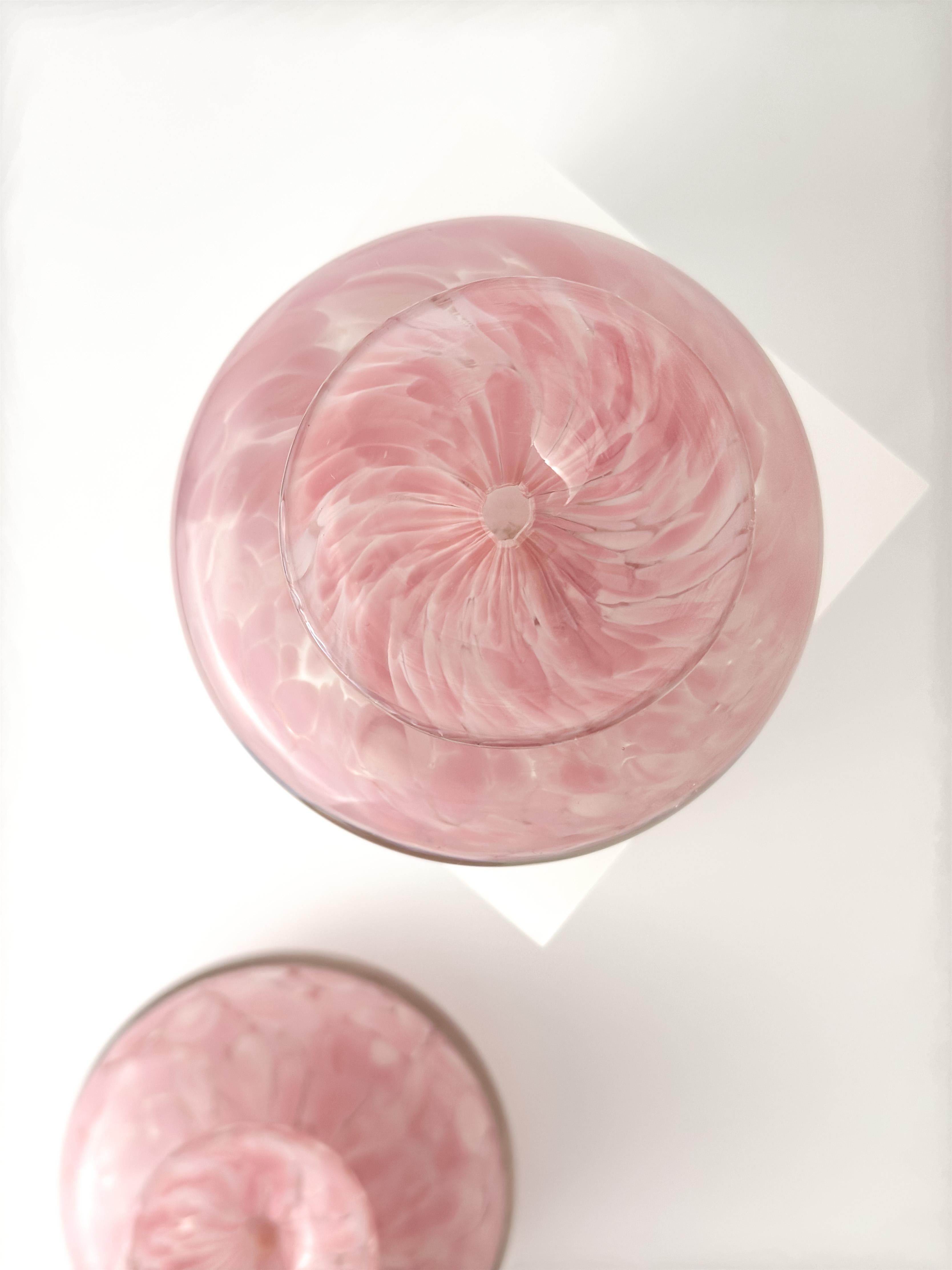Post-Modern Mdina Pink Glass Vase, Small Bottle Signed Matching Pair c.1980s For Sale