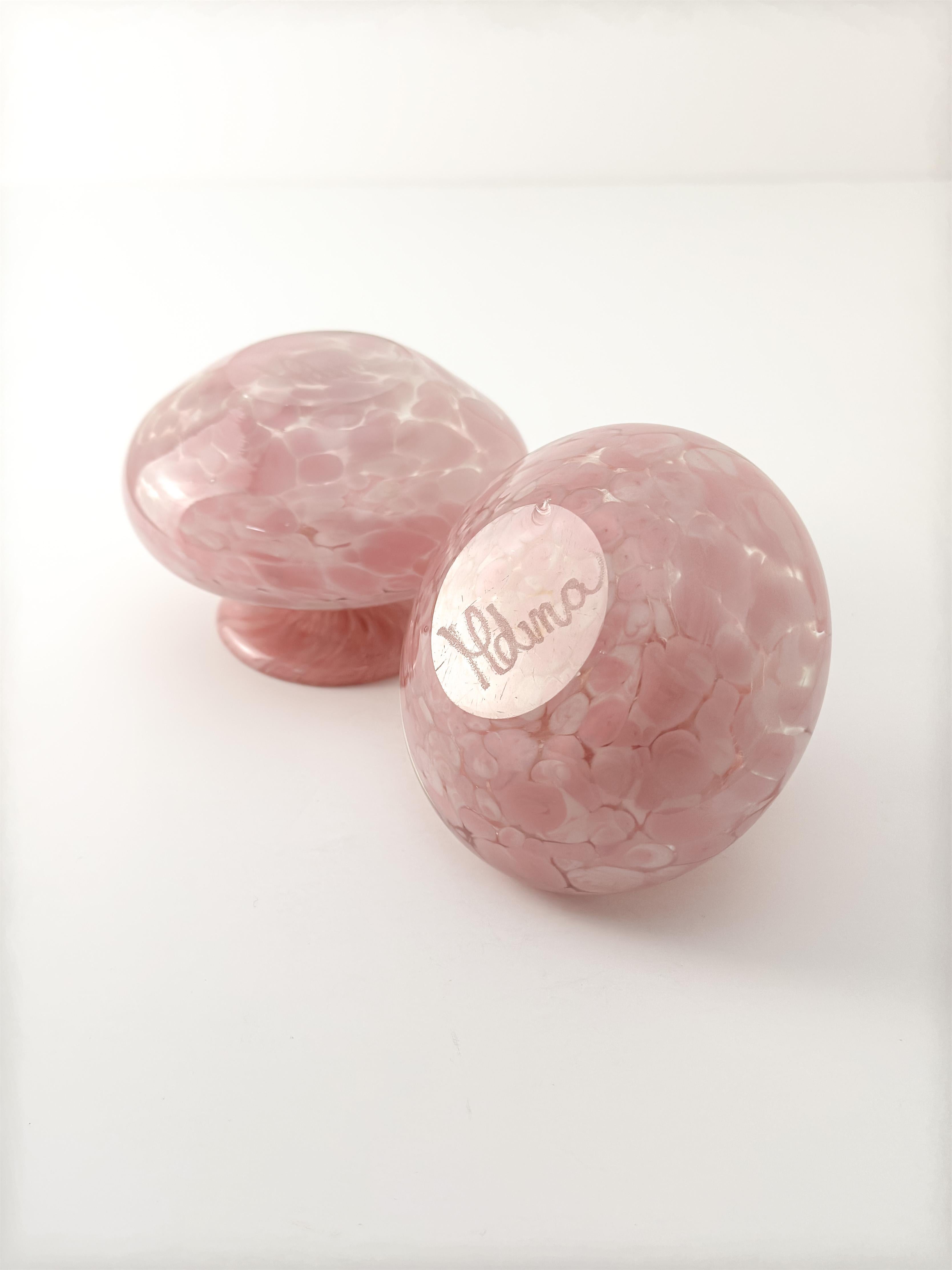 Mdina Pink Glass Vase, Small Bottle Signed Matching Pair c.1980s For Sale 1