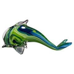 Vintage Mdina Signed Designer Maltese Glass Dolphin Sculpture 