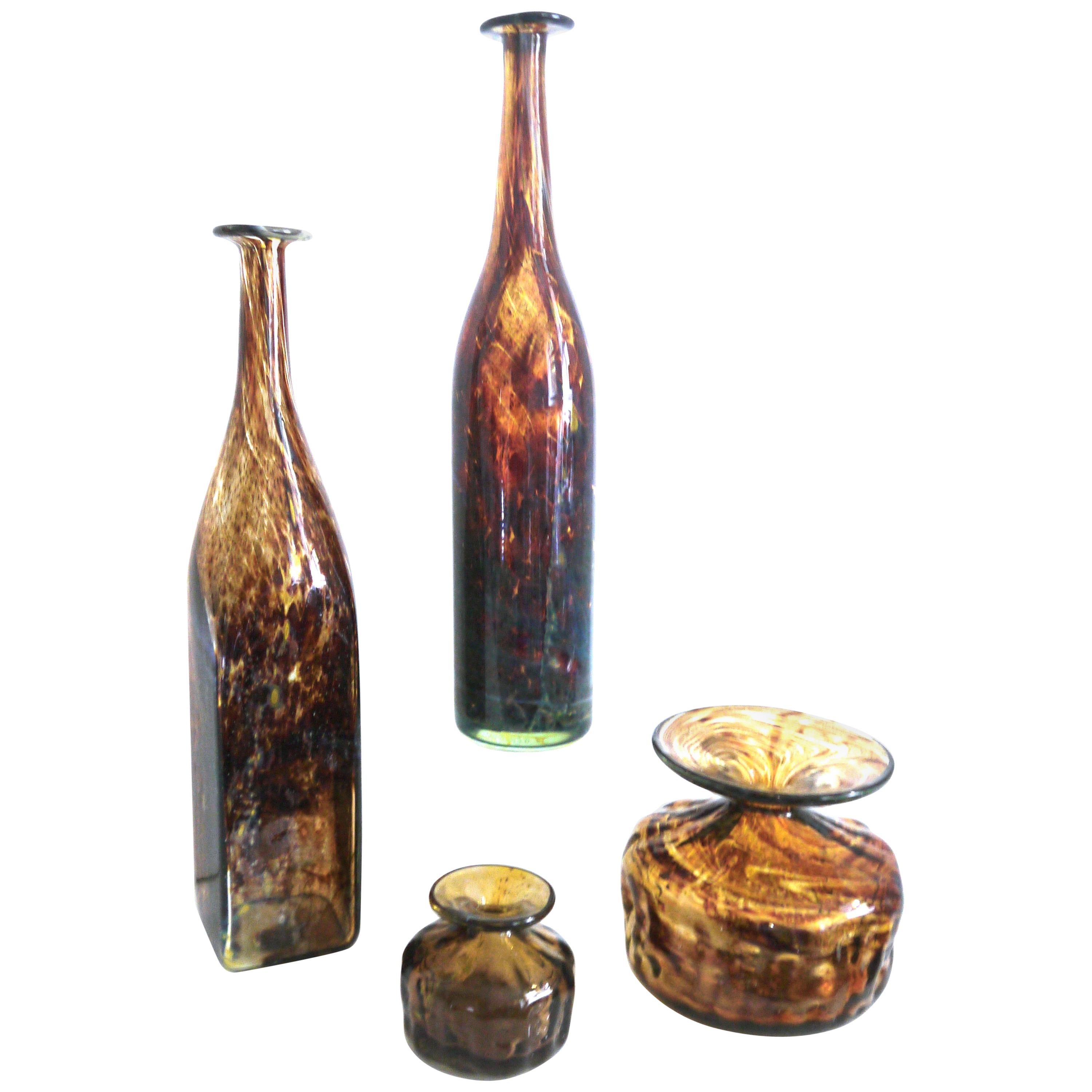 Mdina 'Tortoiseshell' Art Glass Collection 1970s Signed Michael Harris For Sale