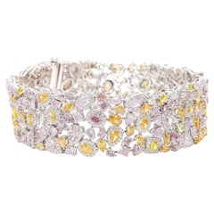MDJ JEWELS Bracelet diamant 22.07 Carats Fancy Color Pink Orange Or blanc 18K