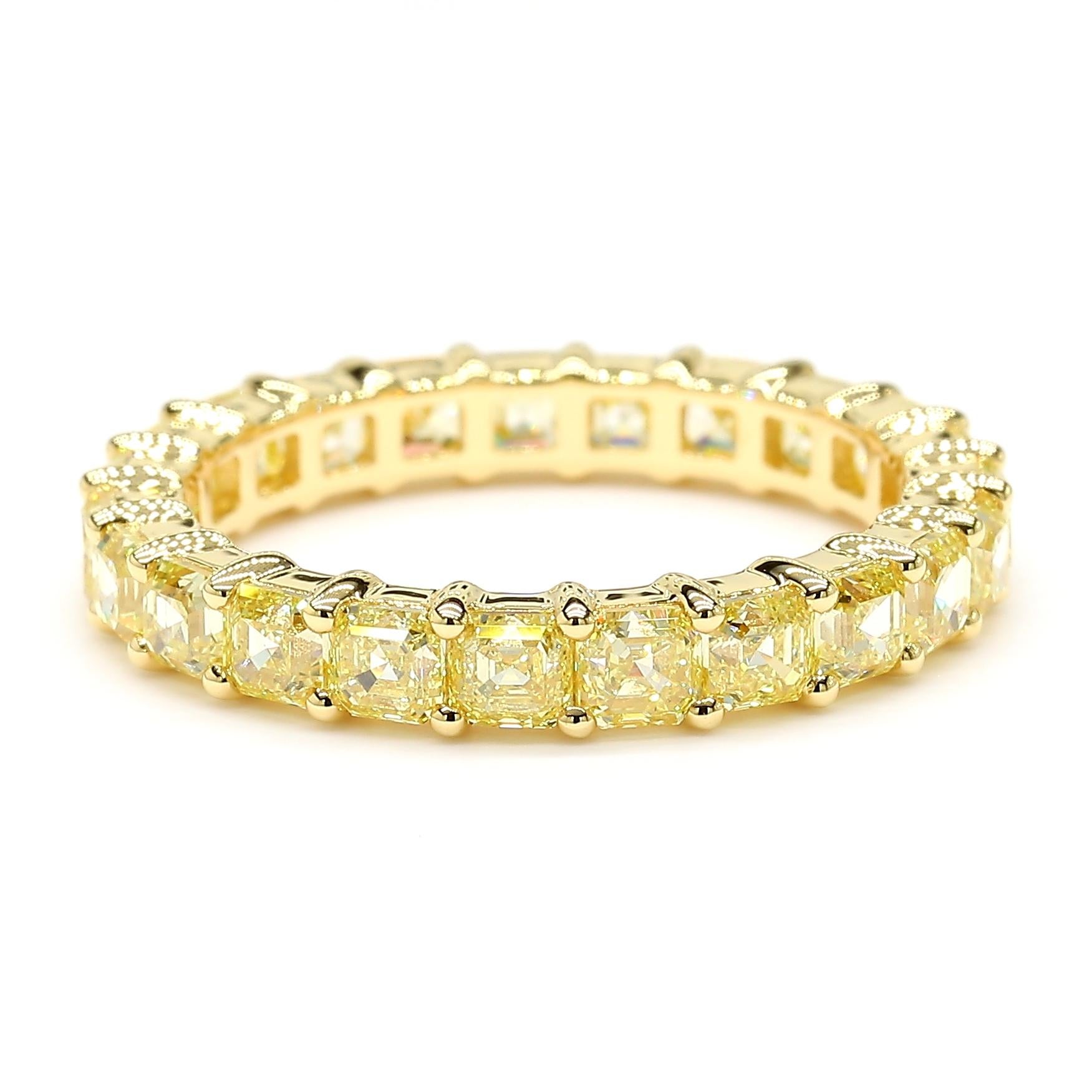Women's MDJ JEWELS 3.72 Carats Yellow Diamond Asscher Cut Eternity Band Ring, 18K Gold