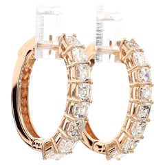 MDJ JEWELS Pendiente Blanco Corte Asscher 3,53 Quilates Oro Rosa 18K *Diamantes Naturales*