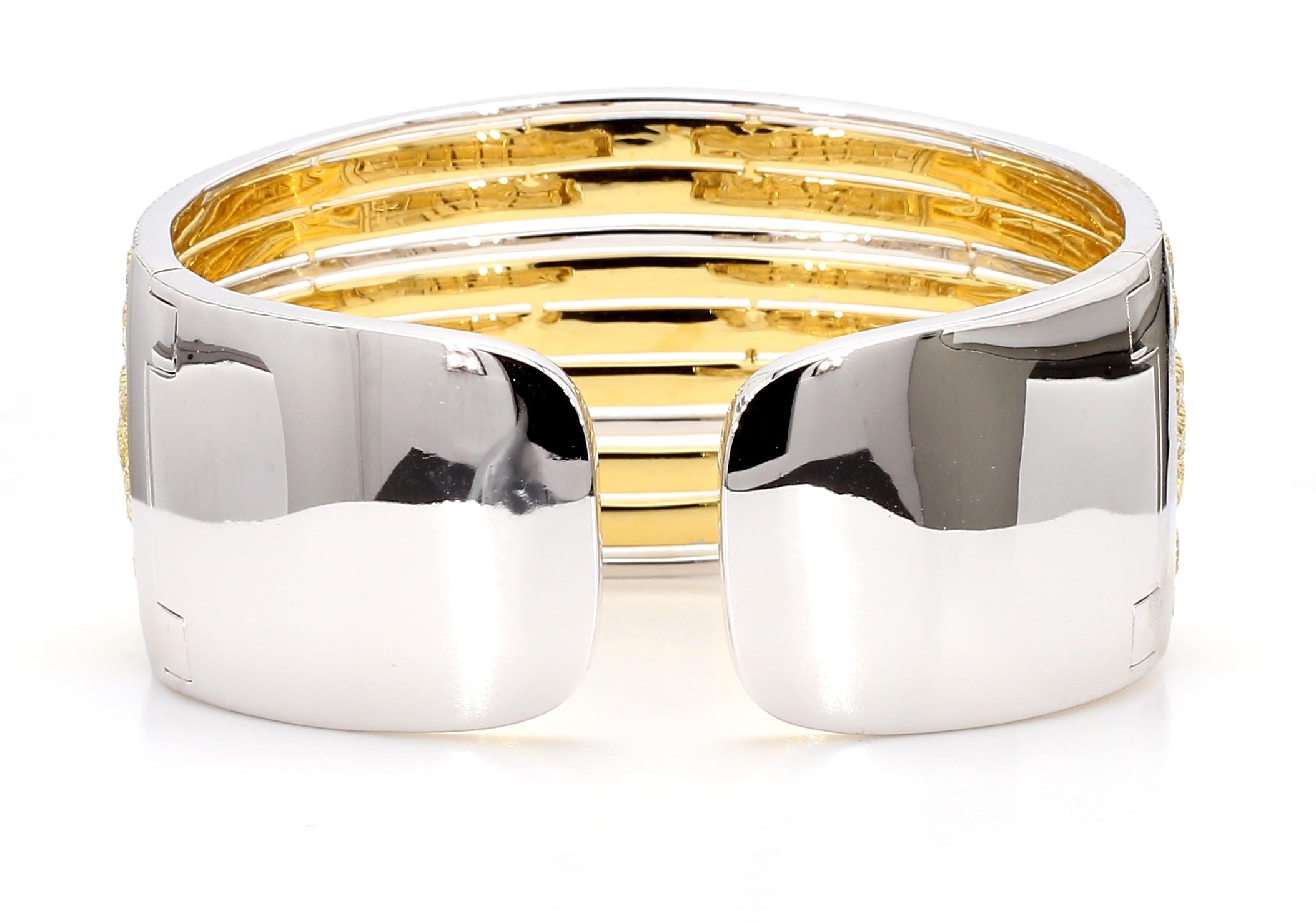 Women's MDJ Jewels Bangle Vivid Yellow Cushion Diamonds 22.41 Carats Bracelet 18K Gold