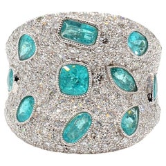 MDJ JEWELS Paraiba Tourmaline Dome Ring Brazil All GIA Certified 18K White Gold