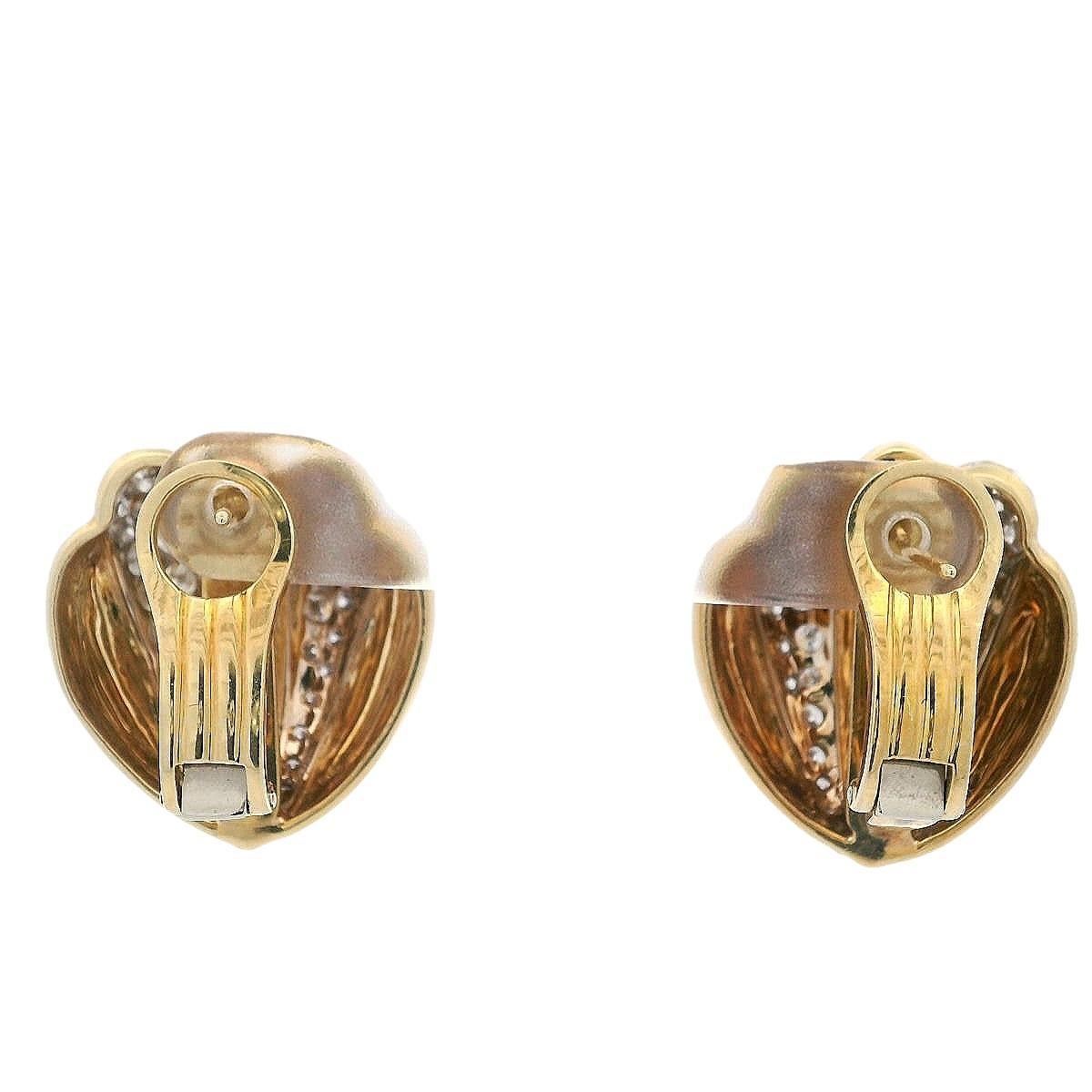 MDJ Mid-Century-Ohrringe aus 18 Karat Gold mit 2,05 Karat Diamanten (Rundschliff) im Angebot