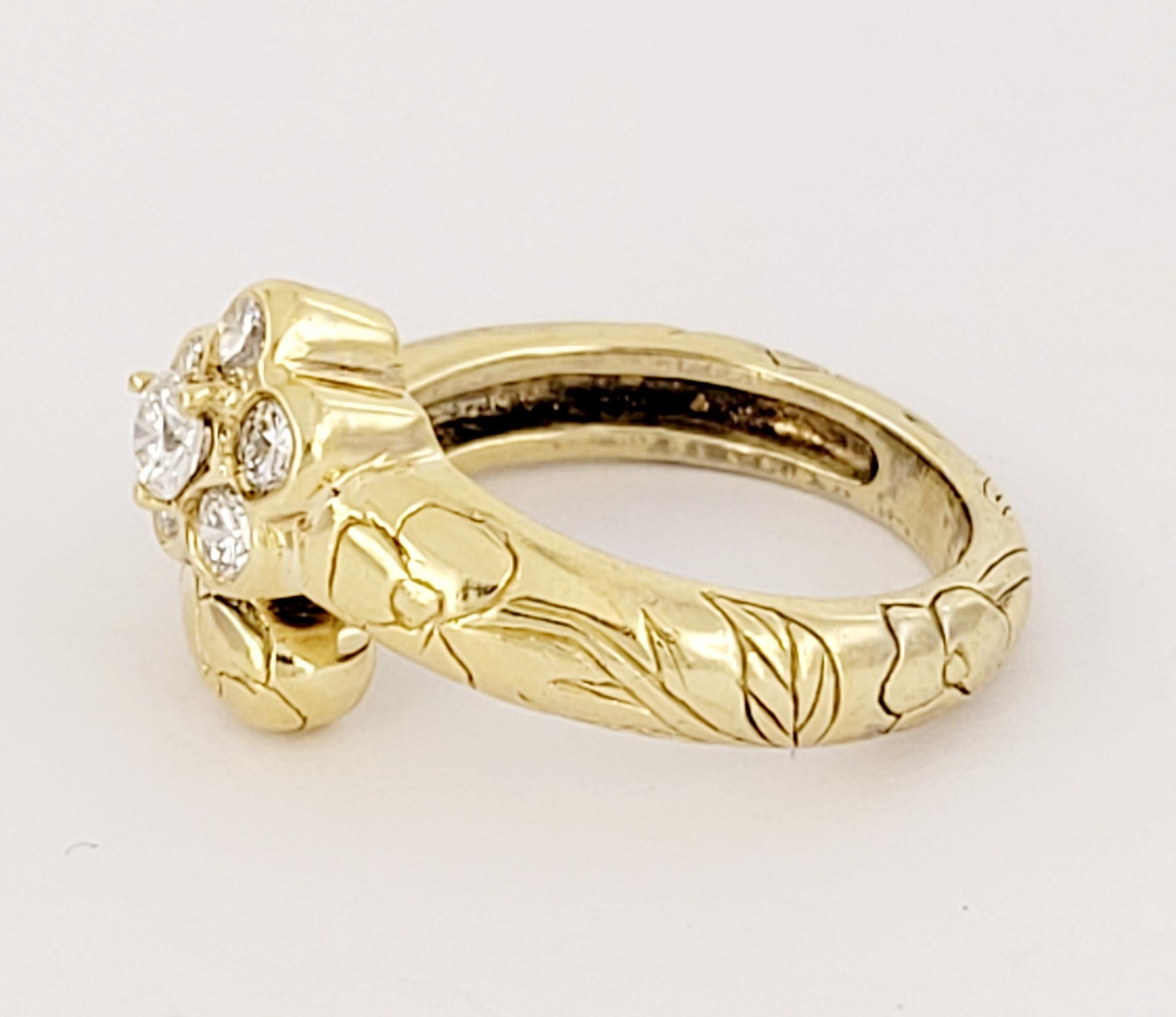 Women's Mdviani 18K yellow Gold With Diamond flower Size 6.5 For Sale
