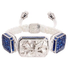 Me & Mylife 3D Microsculpture 18k White Gold and Sapphire Bracelet White Cord