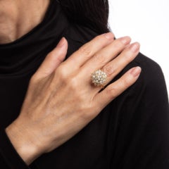 Me & Ro All Pearl Bead Ball Ring 18k Gold Estate Jewelry Cluster Orb Band