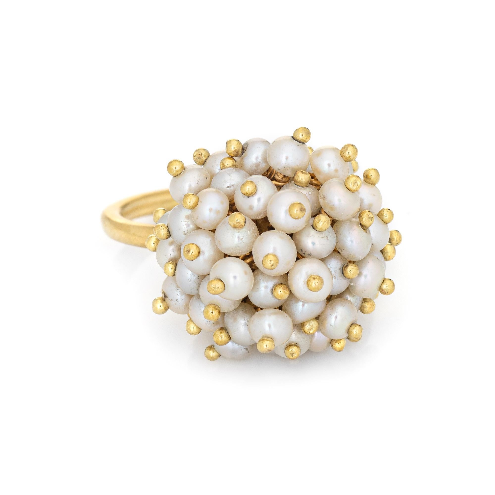 Me & Ro All Perlen Ball Ring 18k Gold Estate Jewelry Cluster Orb Band (Zeitgenössisch) im Angebot