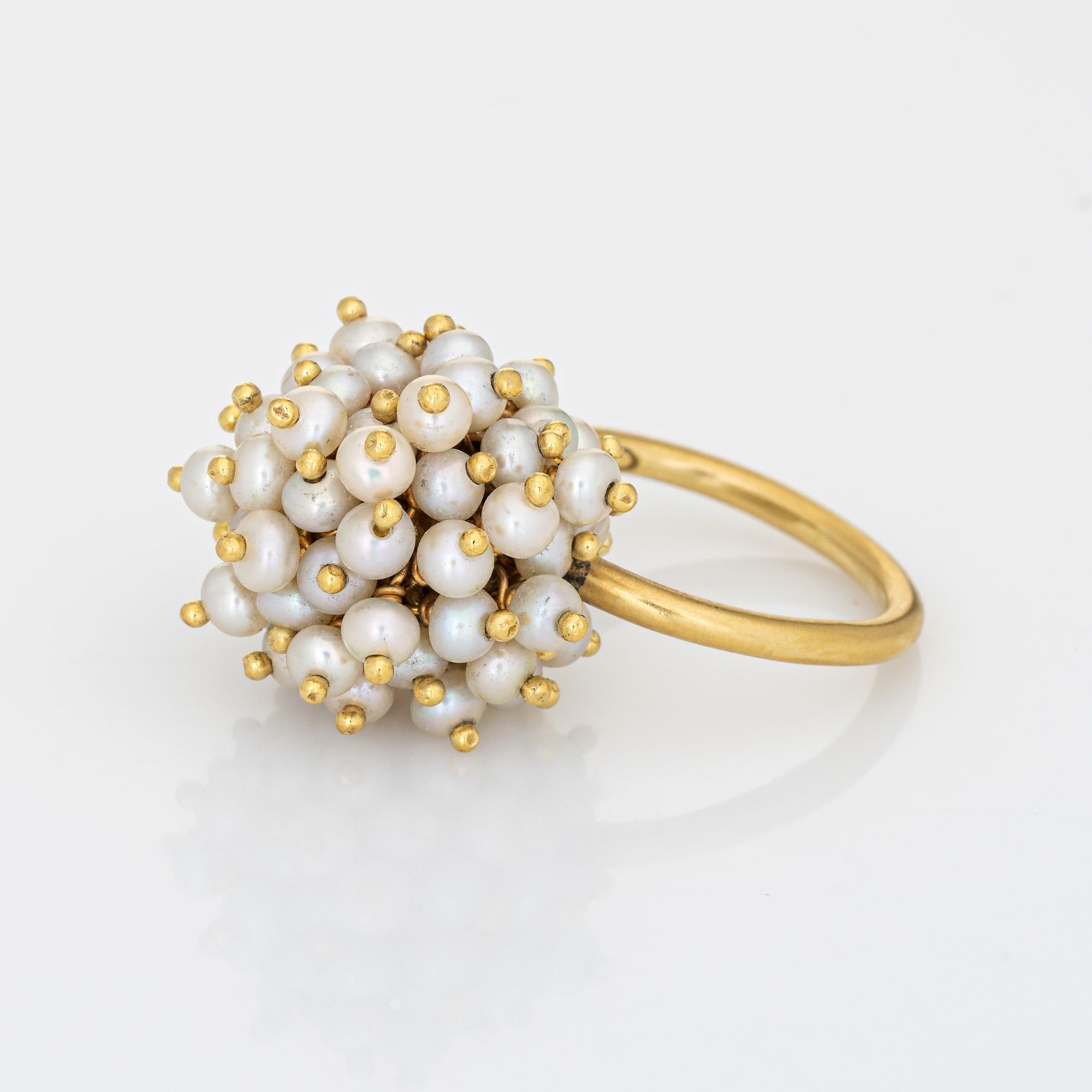 Me & Ro All Perlen Ball Ring 18k Gold Estate Jewelry Cluster Orb Band für Damen oder Herren im Angebot