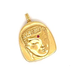 Me & Ro Ruby 18 Karat Yellow Gold Buddha Pendant