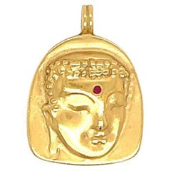 Me & Ro Ruby 18 Karat Yellow Gold Buddha Pendant