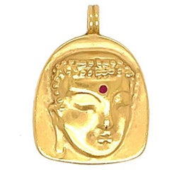 Me & Ro Pendentif Bouddha en or jaune 18 carats et rubis