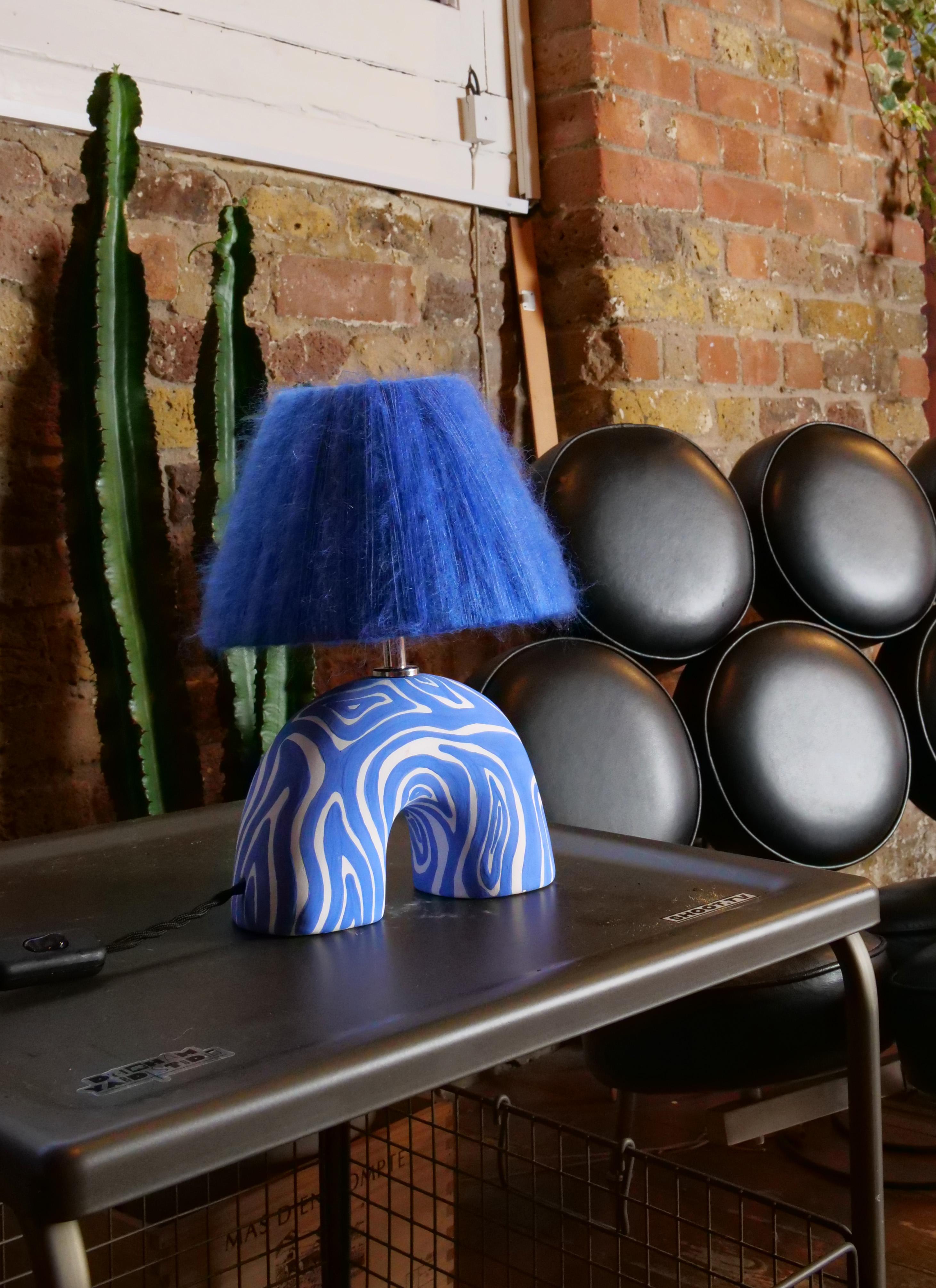 Contemporary 'Me' Table Lamp, Cobalt Wave 'Matte' For Sale