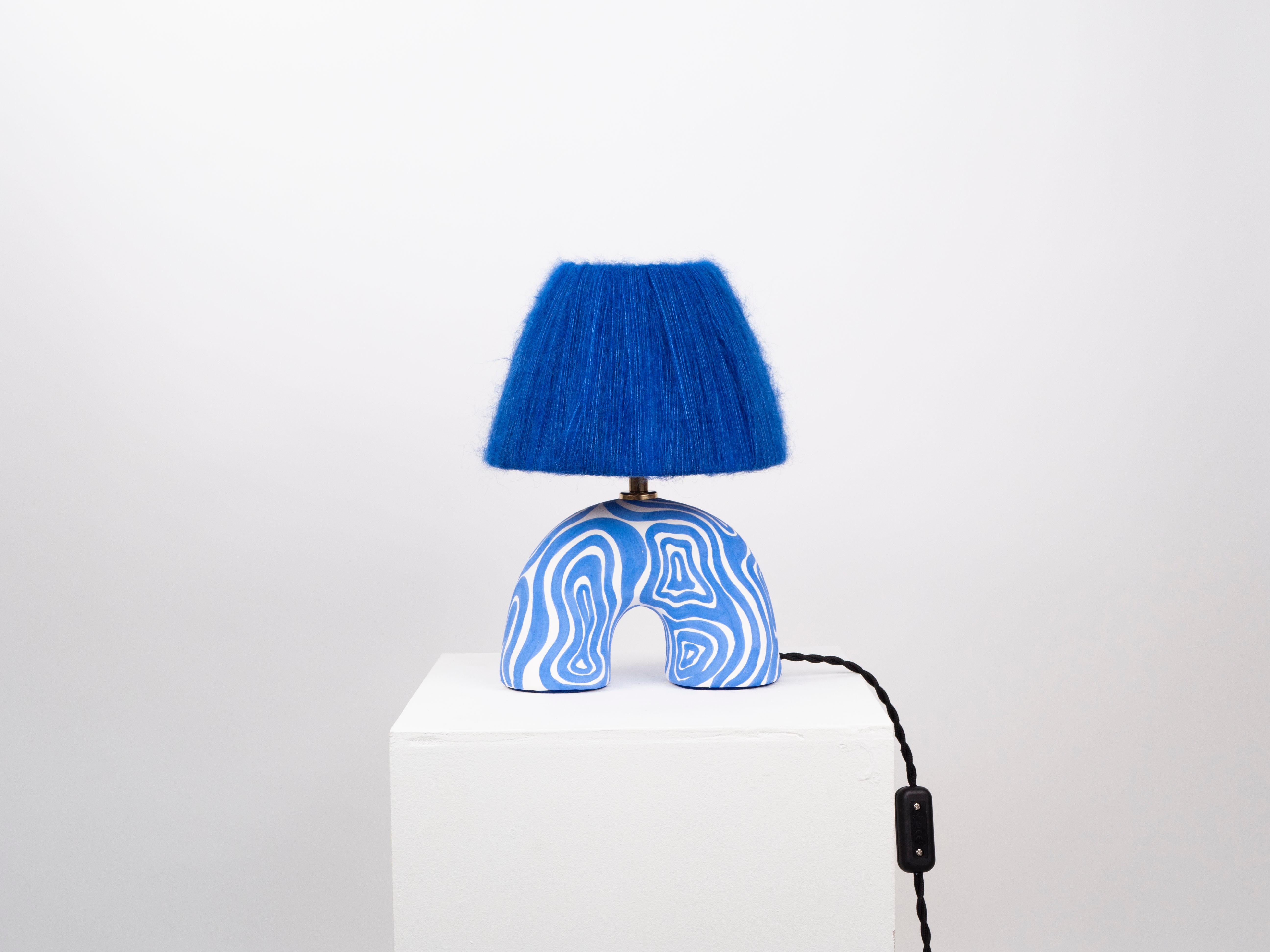 Glazed 'Me' Table Lamp, Cobalt Wave 'Matte' For Sale