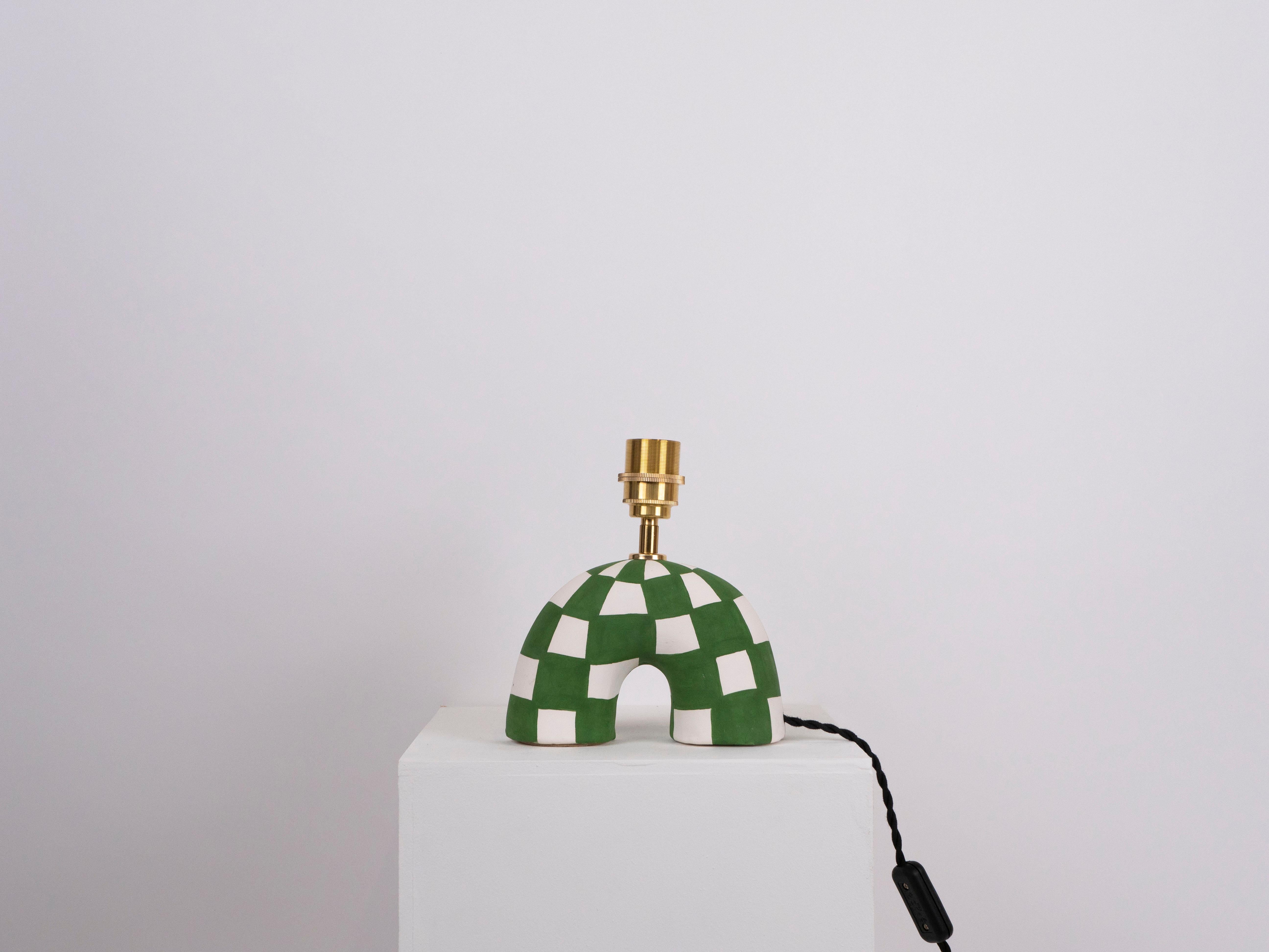 ''Me'' Table Lamp - Emerald Checkerboard (Matte) In New Condition For Sale In London, GB