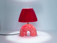 'Me' Table Lamp - Red & Pink Swirl (Matte)