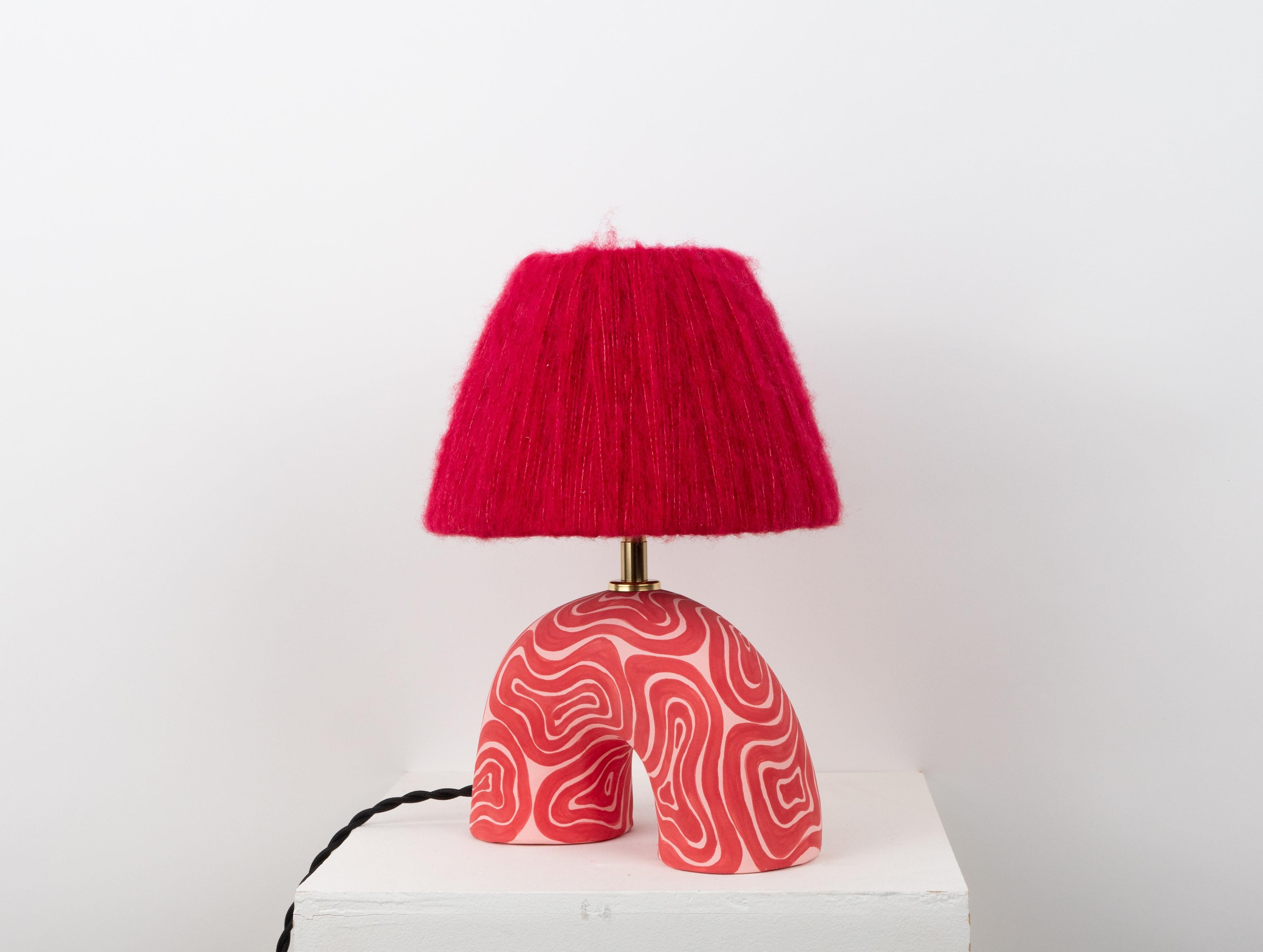 Glazed 'Me' Table Lamp - Red & Pink Swirl (Matte) For Sale