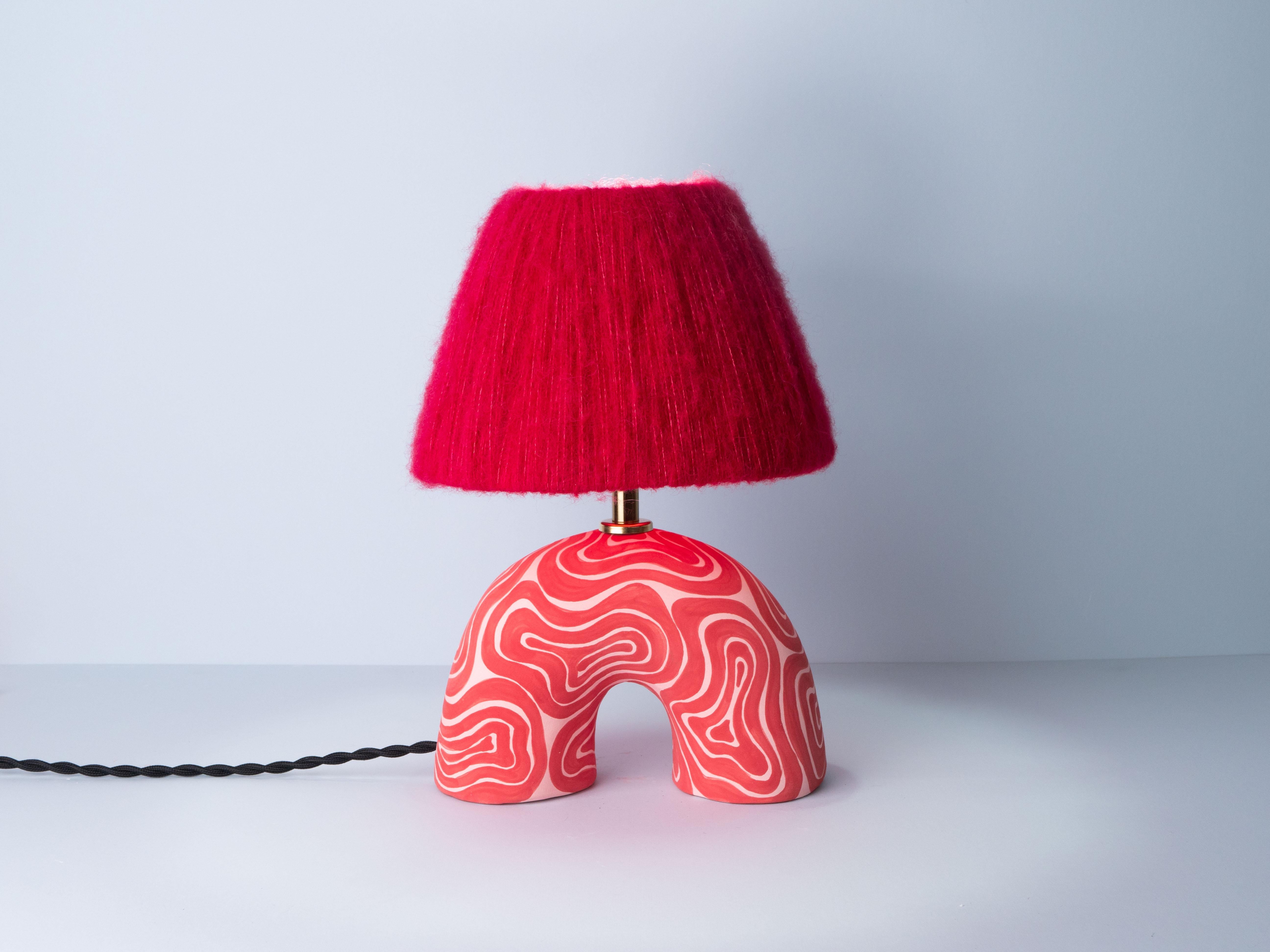Contemporary 'Me' Table Lamp - Red & Pink Swirl (Matte) For Sale