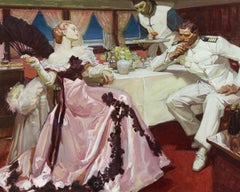 Original-Illustration der Zeitschriftengeschichte „She Was in the Captain's Cabin“