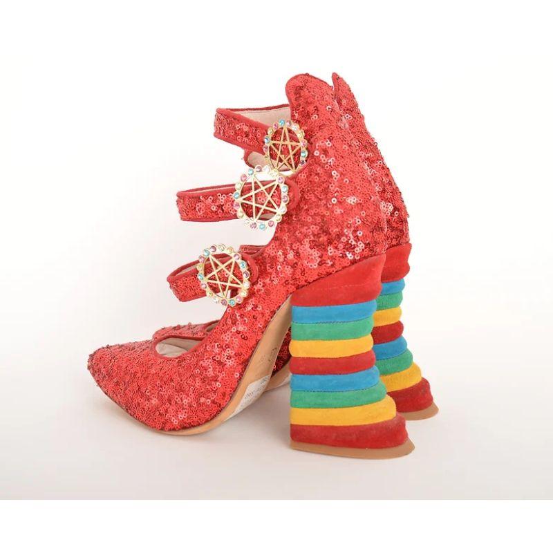 Meadham Kirchhoff Red Sequinned Pentagram Shoes In Excellent Condition In Sheffield, GB