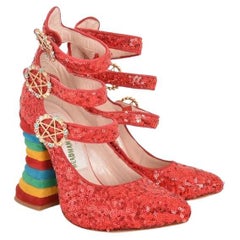 Meadham Kirchhoff Red Sequinned Pentagram Shoes