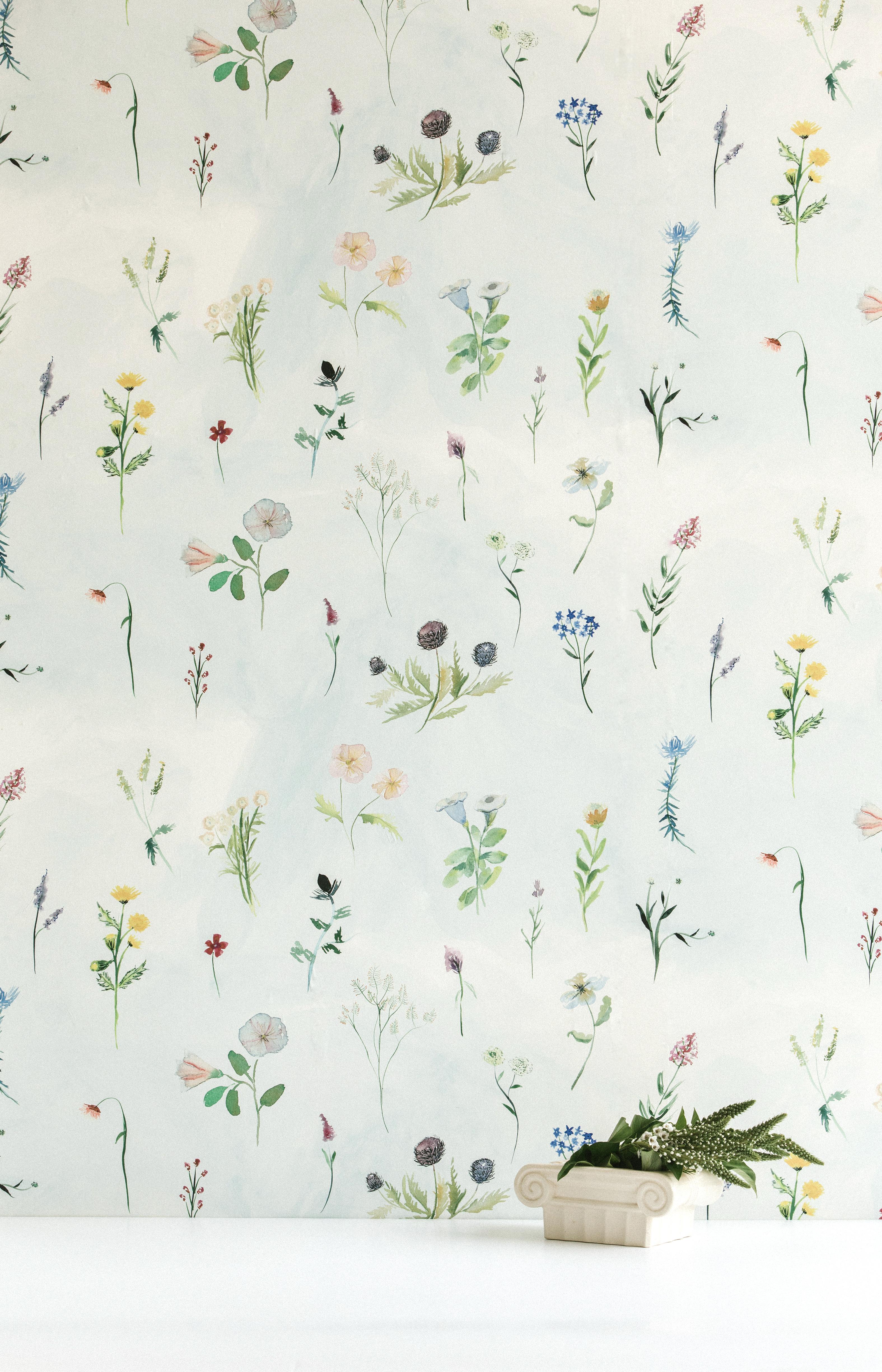 hand painted floral wallpaper