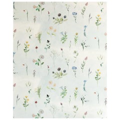 hand painted floral wallpaper Meadow, Bluestocking Painted Floral Textural Watercolor Wallpaper
