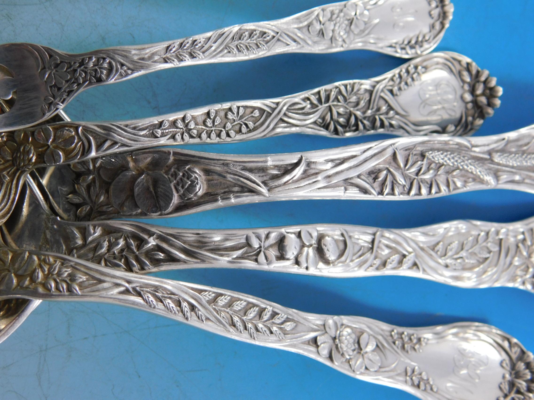 19th Century Meadow by Gorham Sterling Silver Flatware Set for 12 Service 198 Pieces Dinner For Sale